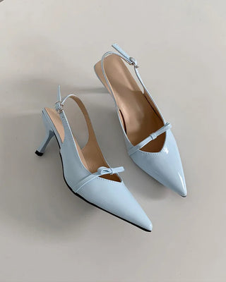Pointed-toe ribbon slingback heels (4 colors)