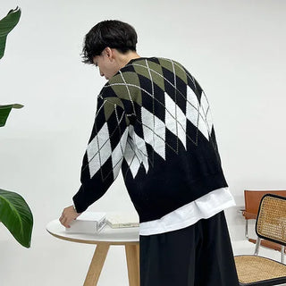 Argyle knit cardigan