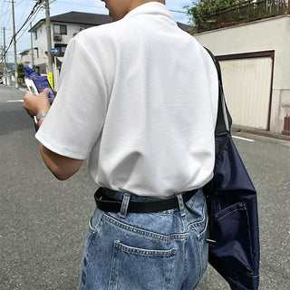 minimal open collar tee