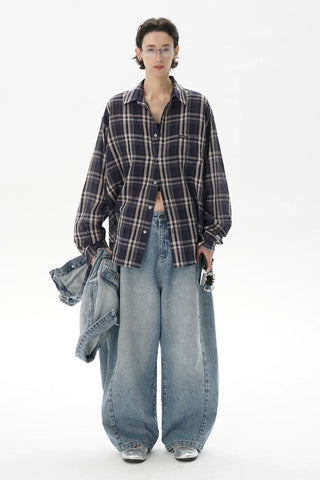 [MASONPRINCE] Lightweight Cotton Plaid Shirt