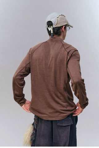 [Monterest] 3A Antibacterial Grid Fleece Half-Zip Tee