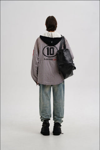 [MASONPRINCE] Plaid Hooded Shirt Jacket