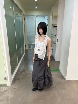 [NeverSeez] Ribbed Button-Front Cami Top