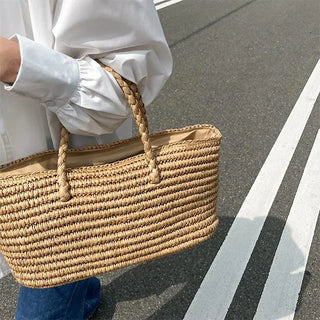 rectangle straw tote bag
