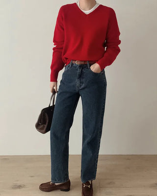 [U-neck/V-neck] 2 types of standard basic knitwear