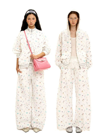 [Moromoro2] Horse & Rabbit Print Sweatshirt  Set