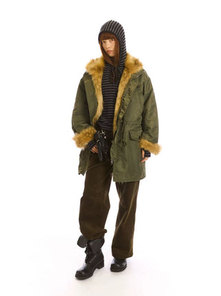 [NeverSeez] Fur Collar Oversized Parka Coat
