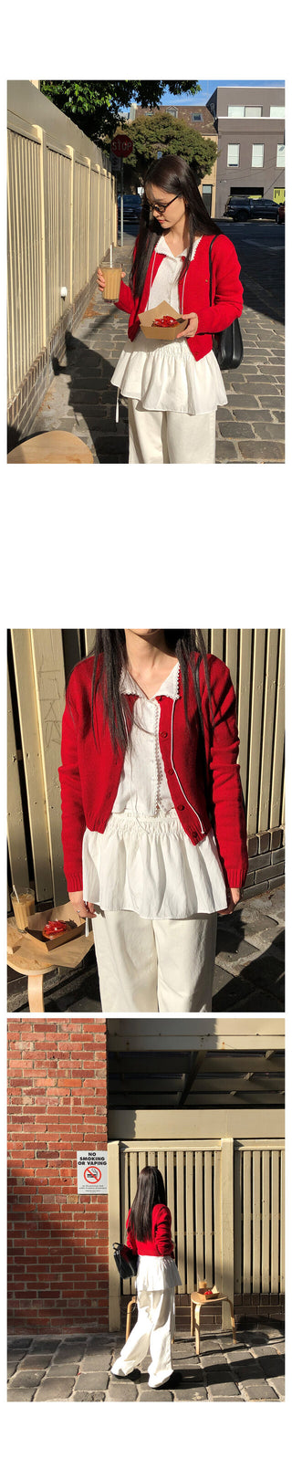Cashmere round neck cardigan, 6 colors