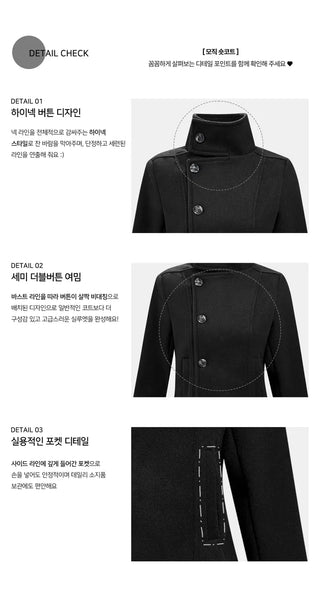 Slim-fit half-double high-neck wool coat - 1 color