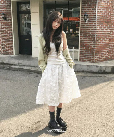 Floral Lace Midi Skirt - 2 Colors