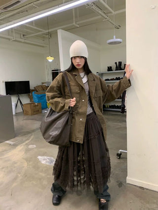 [NEVERSEEZ] Washed Cotton Work Jacket