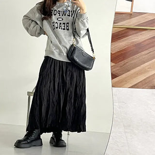 Wrinkle Round Long Skirt