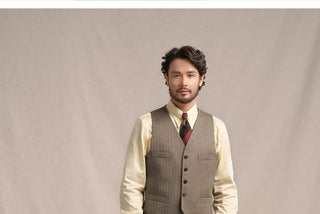 [CULTUM] 1930s Wool Blend Striped V-Neck Vest