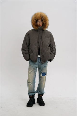 [MASONPRINCE] Fur-Collar Padded Parka Jacket