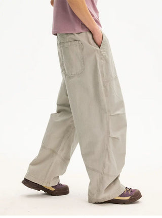 [Monterest] Washed Pleated Wide Leg Parachute Pants