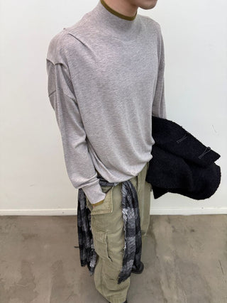 [NeverSeez] High-neck Color-block Knit Sweater