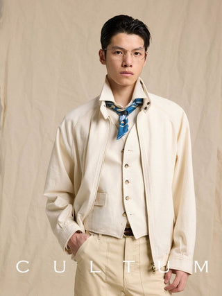 [CULTUM] Lyocell Denim Harrington Jacket