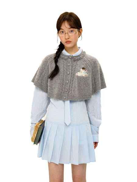 [Moromoro2] Girl & Horse Embroidered Cape  Sweater