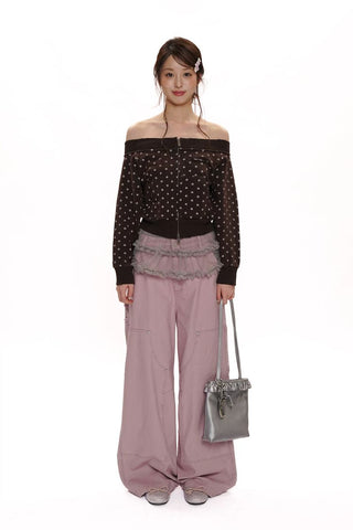 [Moromoro2] Layered Mesh Ruffle Waist Wrap