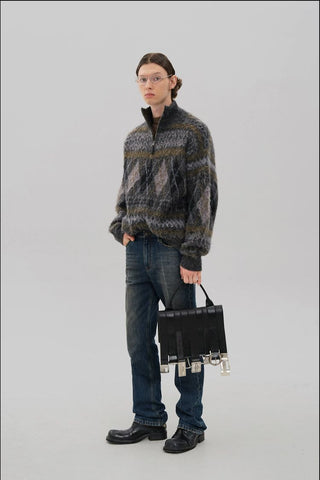 [MASONPRINCE] Wool Blend Fair Isle Fitted Cardigan
