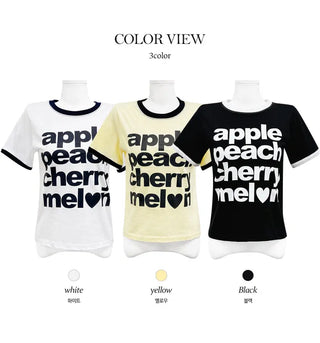 Apple Color Block Short Sleeve T-shirt - 3 Colors