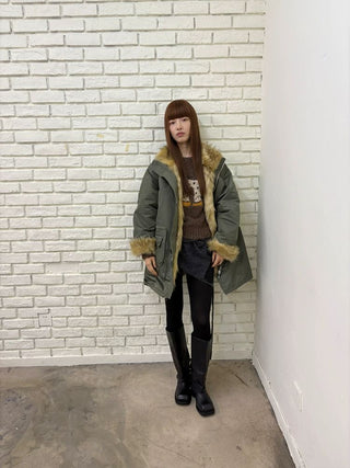 [NeverSeez] Fur Collar Oversized Parka Coat