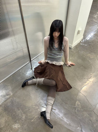 [NEVERSEEZ] Fair Isle Knit Halter Vest