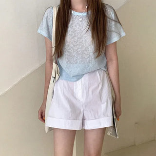 Summer cropped short-sleeved T-shirt