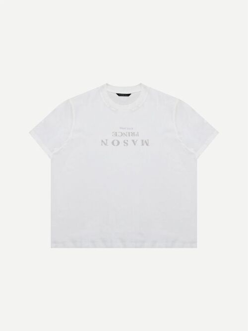 [MASONPRINCE] Mirror Logo Print Slim Fit T-Shirt