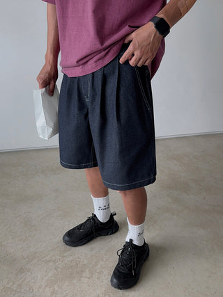 All Day Double-Tuck Half-Band Denim Shorts