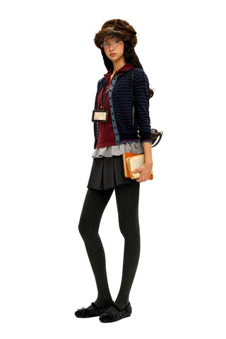 [Moromoro2] Striped Mesh Lace Knit Set