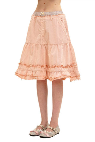 [Moromoro2] Layered Waist Ruffle A-Line  Skirt