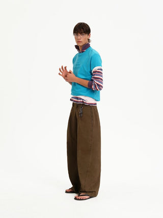 [MASONPRINCE] Curved Double Pleat Wide Pants