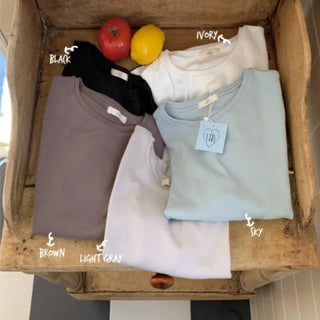 Round cotton modal short-sleeved T-shirt (5cm)