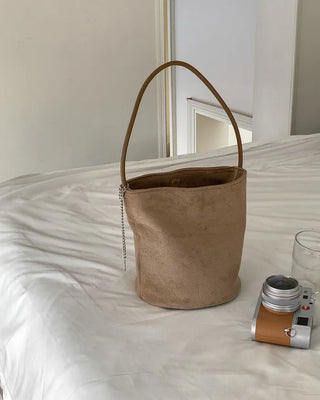 Suede Chain Mini Shoulder Bucket Bag