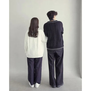 Cable knit unisex cardigan