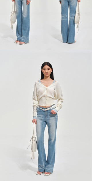 [NOTAWEAR] Layered V-Neck Ribbed Cardigan