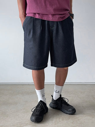 All Day Double-Tuck Half-Band Denim Shorts