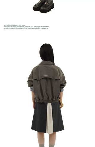 [Moromoro2] Washed Cotton Cropped Jacket