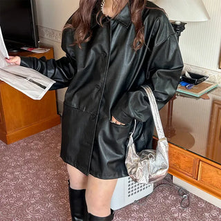 Loose leather jacket