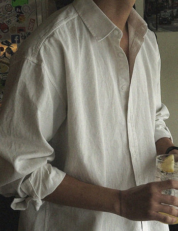 Cream White Washed Overshirt (M~L)