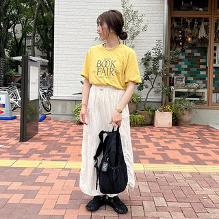 Side-shirred nylon skirt
