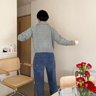 High-neck zip-up cardigan