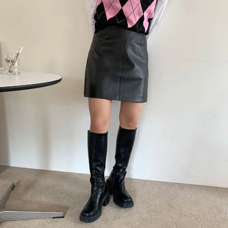Leather mini skirt