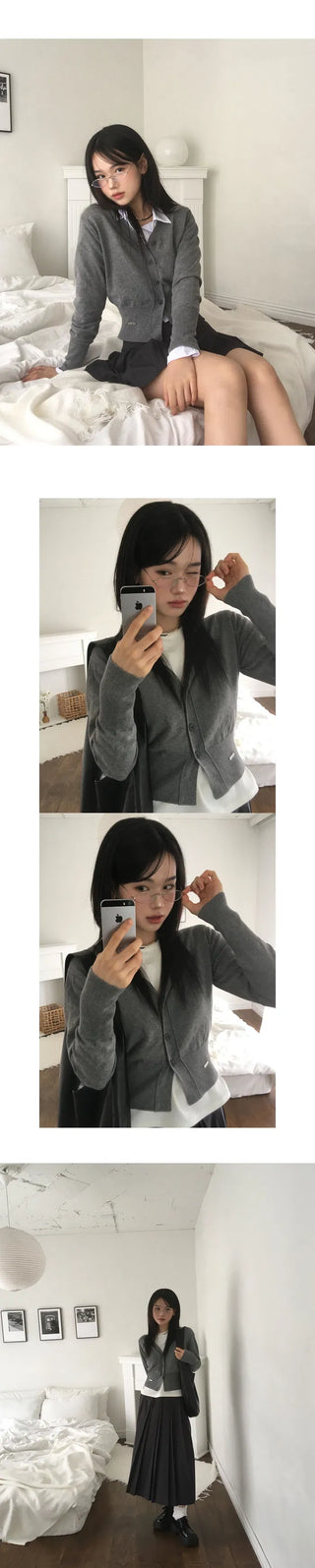 Slim Fit Daily V V-Neck Cardigan - 4 Colors