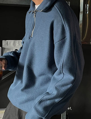 Kun Brushed Fleece Half-Zip Knit Sweatshirt (4 colors)