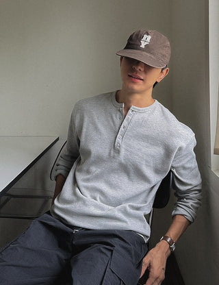 Arch Henley Neck Long Sleeve Tee (4 colors)