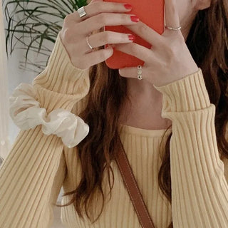 (5 colors) Ribbed Square Neck Knit Top