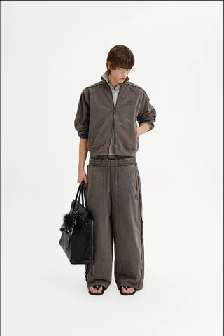 [MASONPRINCE] Washed Raw Edge Knit Set in Elephant Gray