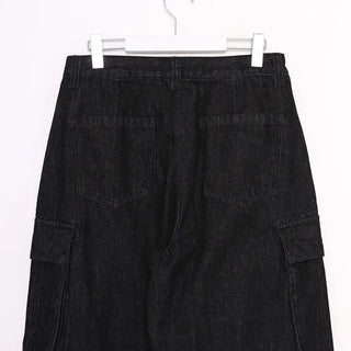 Cargo denim wide-leg pants